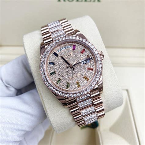 rolex day date rose gold 36|Rolex 36mm diamond bezel.